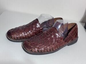 Studio Belvedere Mens Size 13 Brown Woven Leather Huarache Sandals upper